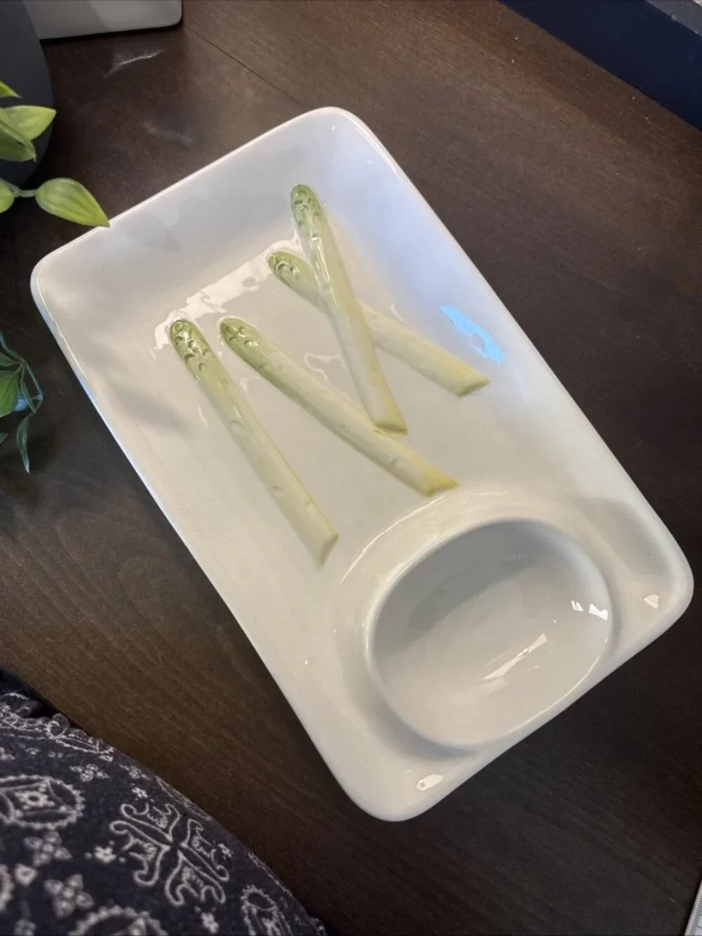 Williams Sonoma Ceramic Pottery Asparagus Platter & Sauce Tray Made in Italy